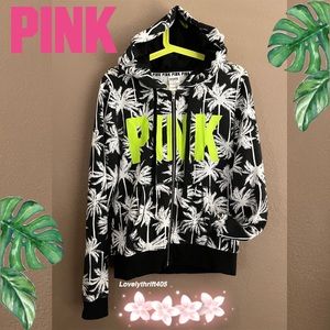Victoria’s Secret PINK Palm Tree Full Zip Size Medium